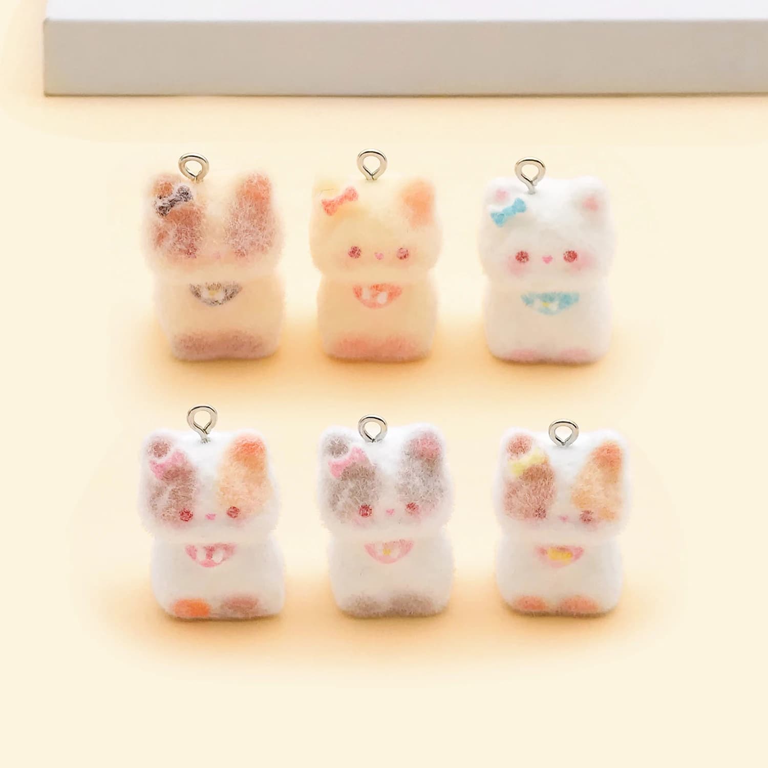 2/6pcs 3D Cute Animal Fluffy Cat Resin Charms Cute Pendants For Necklace Earring Keychain Diy Jewelry Making Accessories