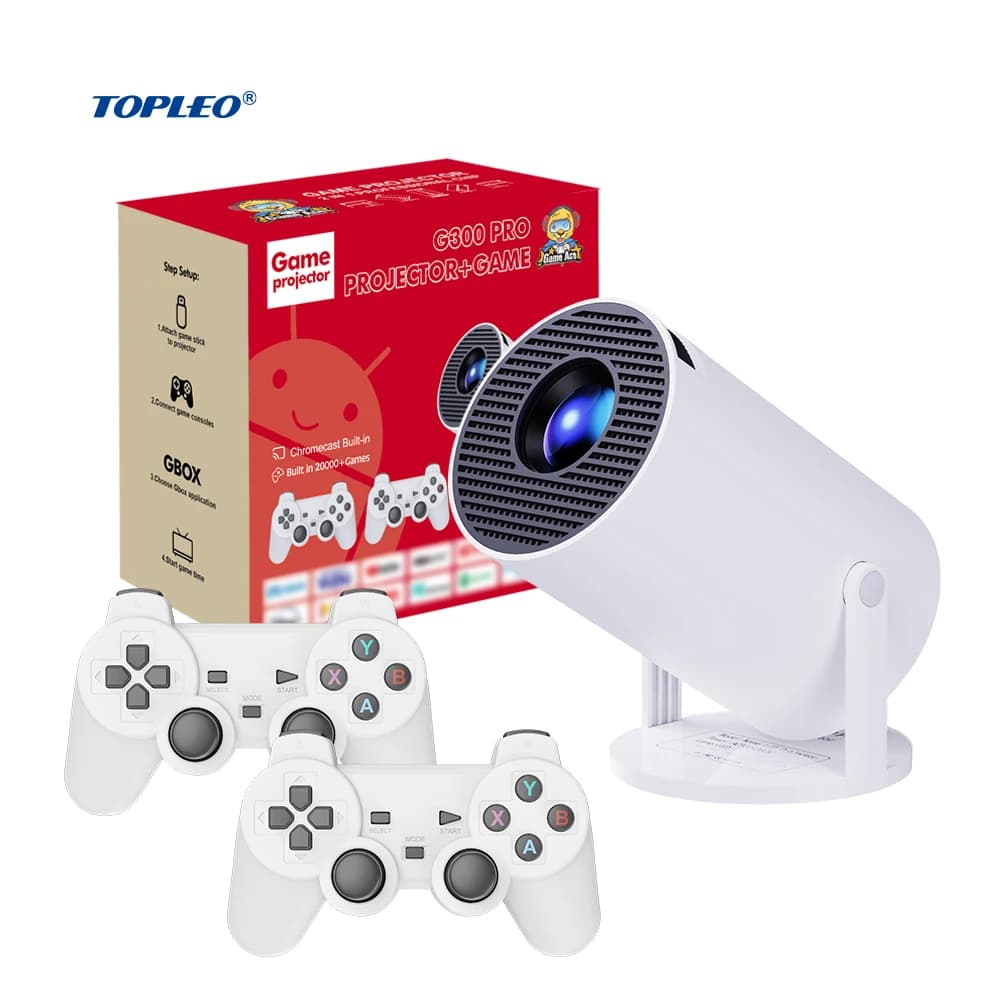 Topleo Android Proiettore domestico all'aperto Giochi di ripresa Video Console di gioco portatile intelligente Mini proiettore Proiettore portatile 4K