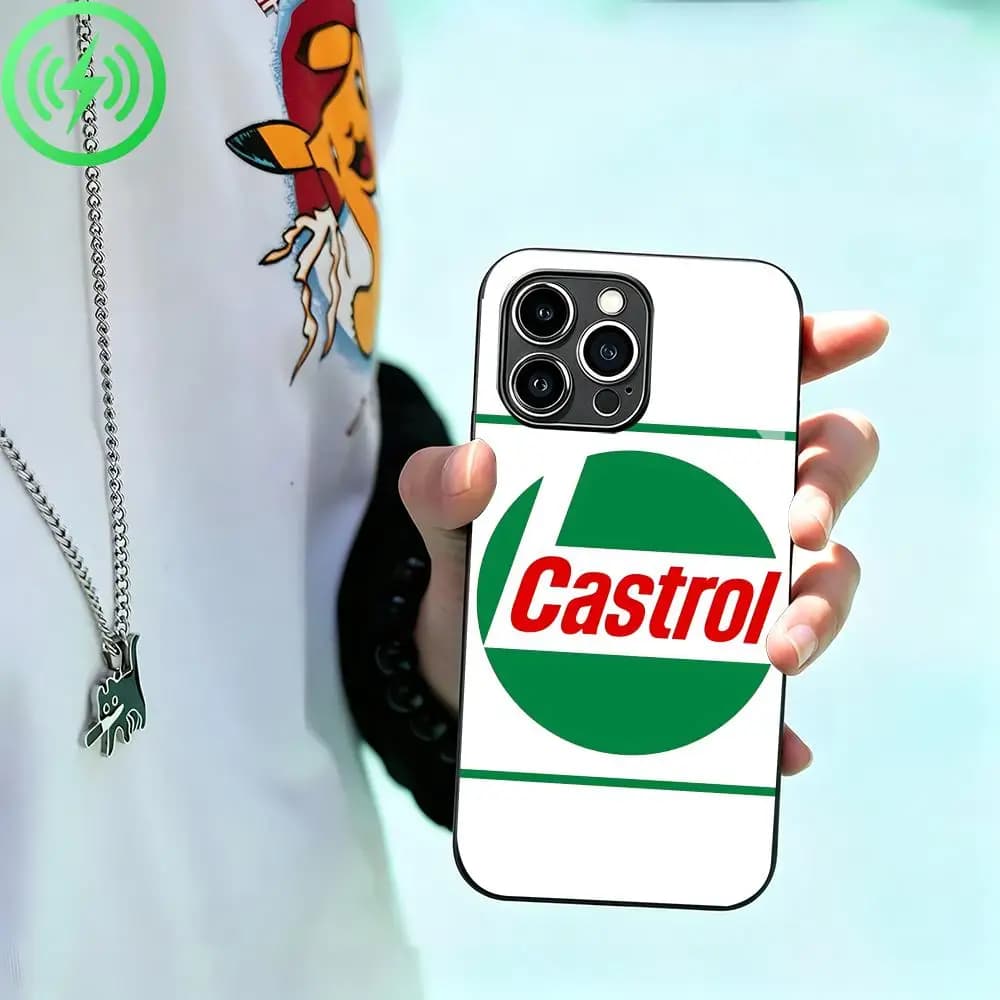 racing lubricant brand Castrol Phone Case For iPhone 17 16 15 14 13 12 11 X XR XS 8 Plus Mini Pro Max Glass Magnetic Phone Case