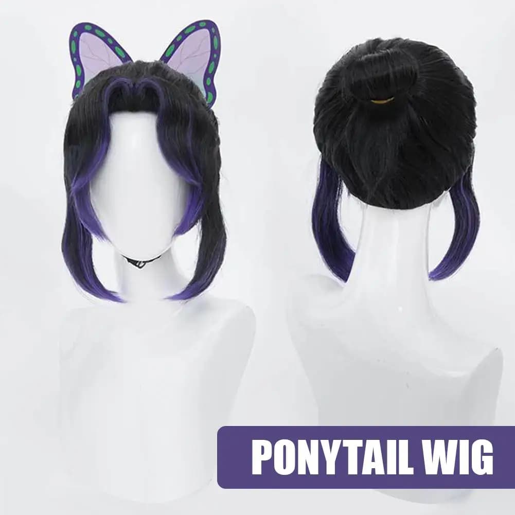 Cosplay Wig Kochou Shinobu Kocho high quality 35 cm black purple heat resistant hair synthetic wigs anime + wig cap