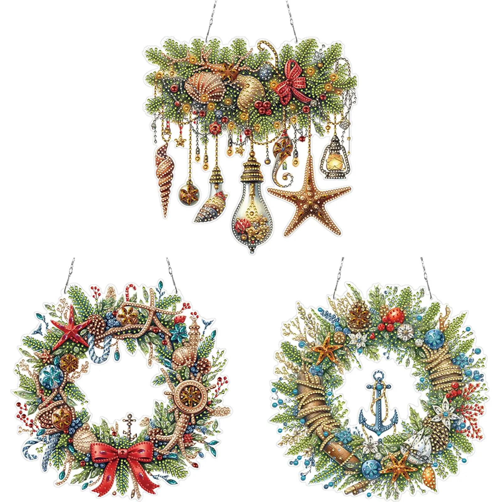 Set di Decorazioni Natalizie 2D/Piatta per Finestre con Strass e Diamanti, Kit Pittura Diamante Fai-da-Te, Ciondoli Decorativi per Casa