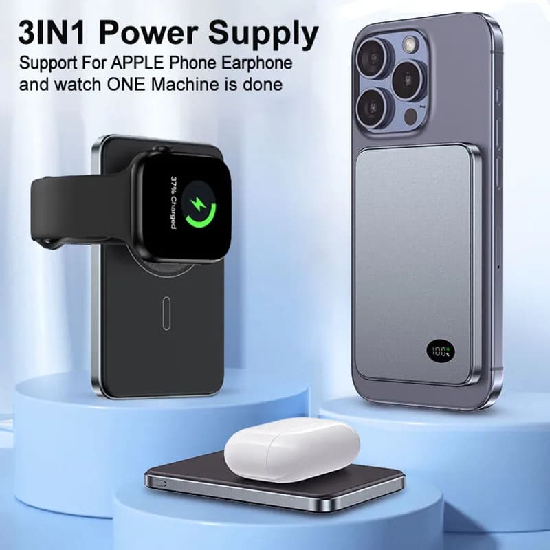 Nuovo caricabatterie rapido wireless Powerbank magnetico in lega ultra sottile per iPhone 16 15 14 13 12 Batteria di backup per Magsafe