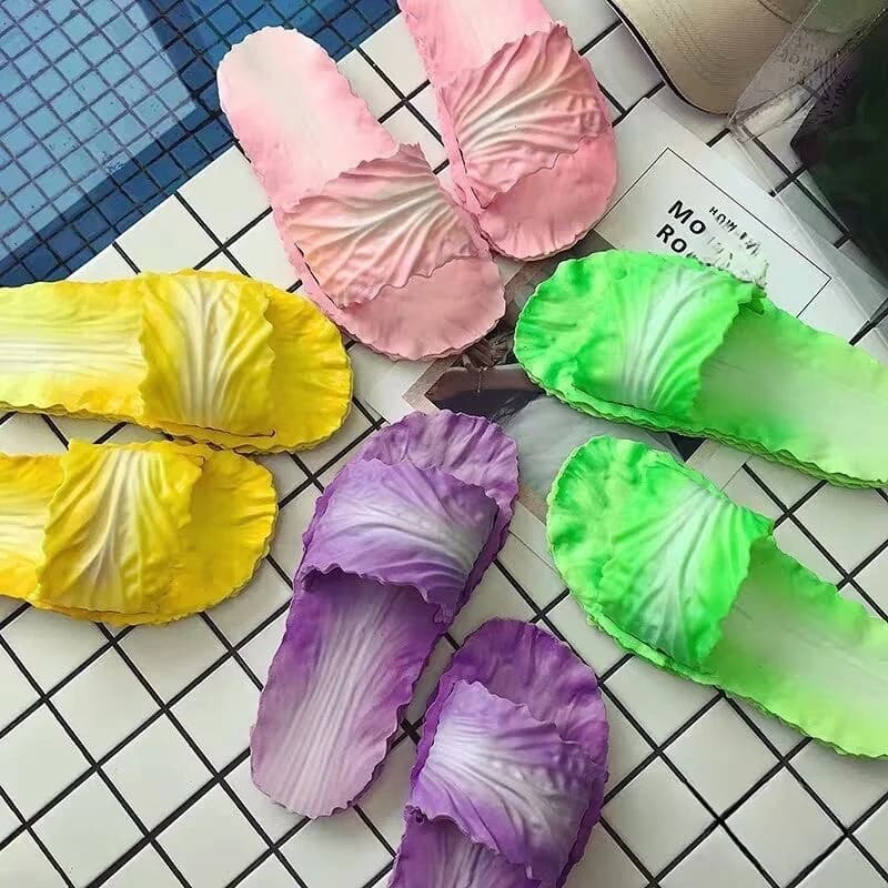Ciabatte da donna con motivo a cavolo, stile casual, per casa, esterno e spiaggia, sandali creativi con fondo spesso, in PVC, collezione Estate 2026