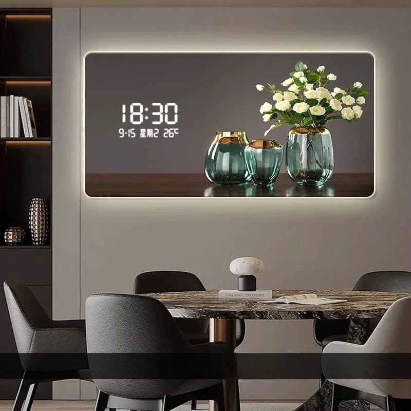 Large Size Digital Wall Clock with Abstract Geometric Artistic Display, Luxury Wall Clock for Home Furniture and Living Room