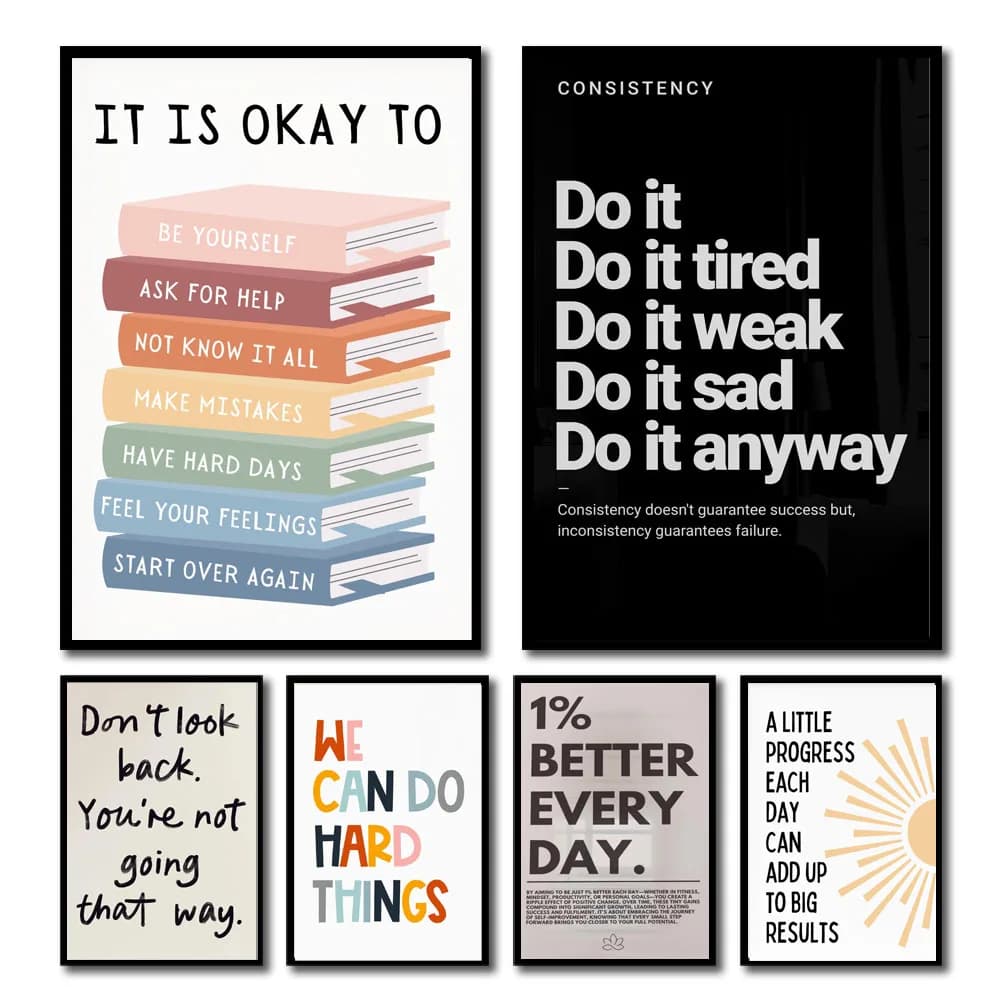 (2D canvas painting)1pc Inspirational Quote Poster Wall Art Motivational Message Unique Gift Idea Poster Minimalistic Home Of