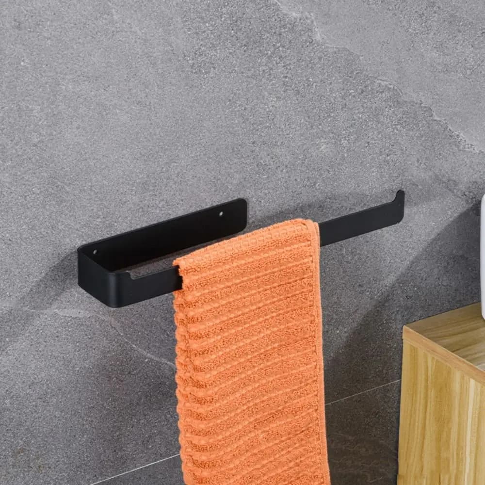 Portasciugamani con Finitura Dorata, Portasciugamani Nero Senza Foratura, Design Adesivo, Accessori da Bagno, Organizzatore per la Casa