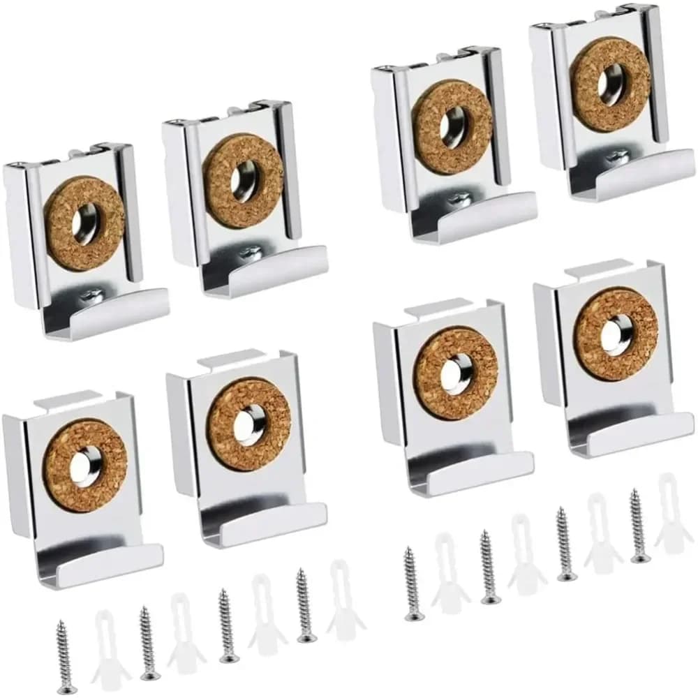 Per 4 pezzi Kit di fissaggio per appendere a parete con specchio cromato Clip senza telaio Morsetto per gancio di montaggio Staffe da parete Morsetti Cucina Soggiorno