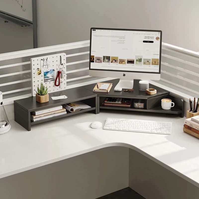 Ergonomic Computer Heightening Stand Office Desk Storage Rack Desktop Monitor Screen Corner Bracket Modern Simple Style