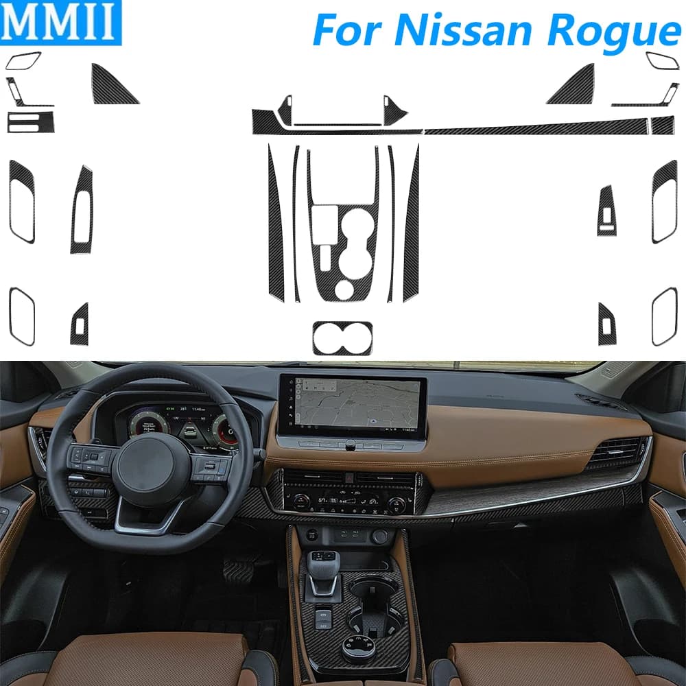 Per Nissan Rogue X-Trail T33 2021-2024 In Fibra di Carbonio Controllo Centrale Del Cambio AC CD Ascensore Vent Trim Set Accessori Auto adesivo