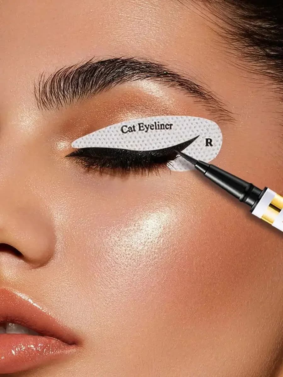 Set di 256 stencil professionali per ombretto e eyeliner, in tessuto non tessuto, 4 stili, con adesivi per ombretto e eyeliner