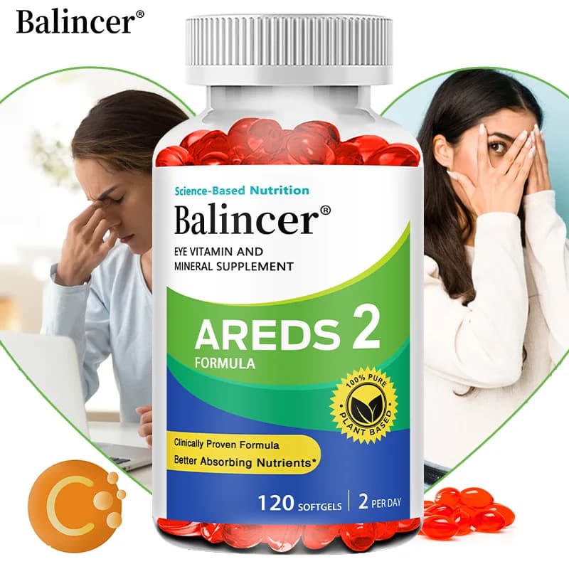 Integratore per la Salute degli Occhi AREDS 2, Luteina e Zeaxantina, Vitamine C, E, Zinco e Rame, Supporta gli Occhi, Allevia l'Affaticamento Oculare, Migliora la Vista
