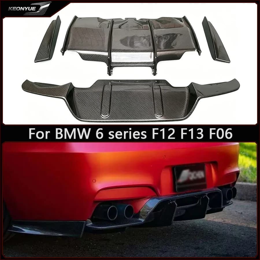 For BMW 6 series F12 F13 F06 PSM style Carbon Fiber Back lip Car Rear Bumper Diffuser Splitters Spoiler Car Accessories Body Kit