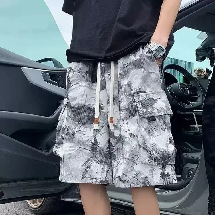 Loose Casual Five-Quarter Shorts Men's Summer Workwear Multi-Pocket Loose Fit Straight Leg mid Waist Casual Shorts
