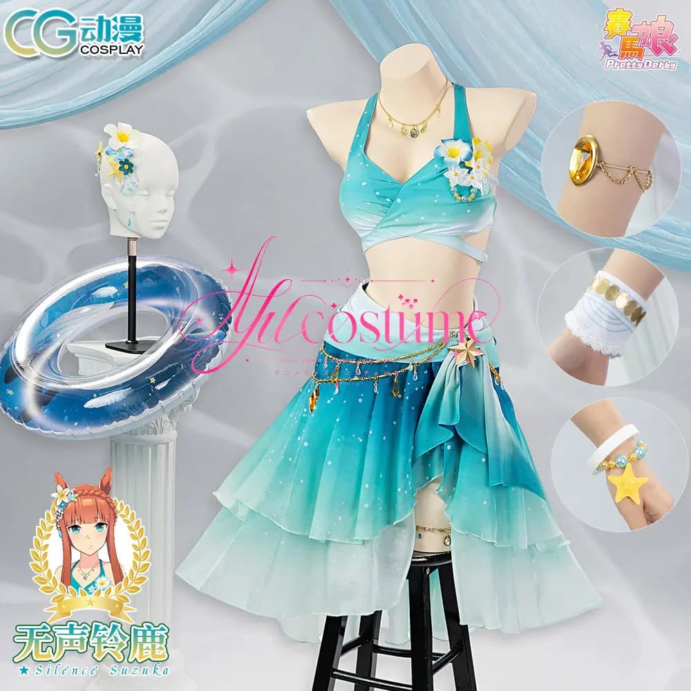 Uma Musume Silent Suzuka Cosplay Costume Summer Style Swimsuit Character Outfit