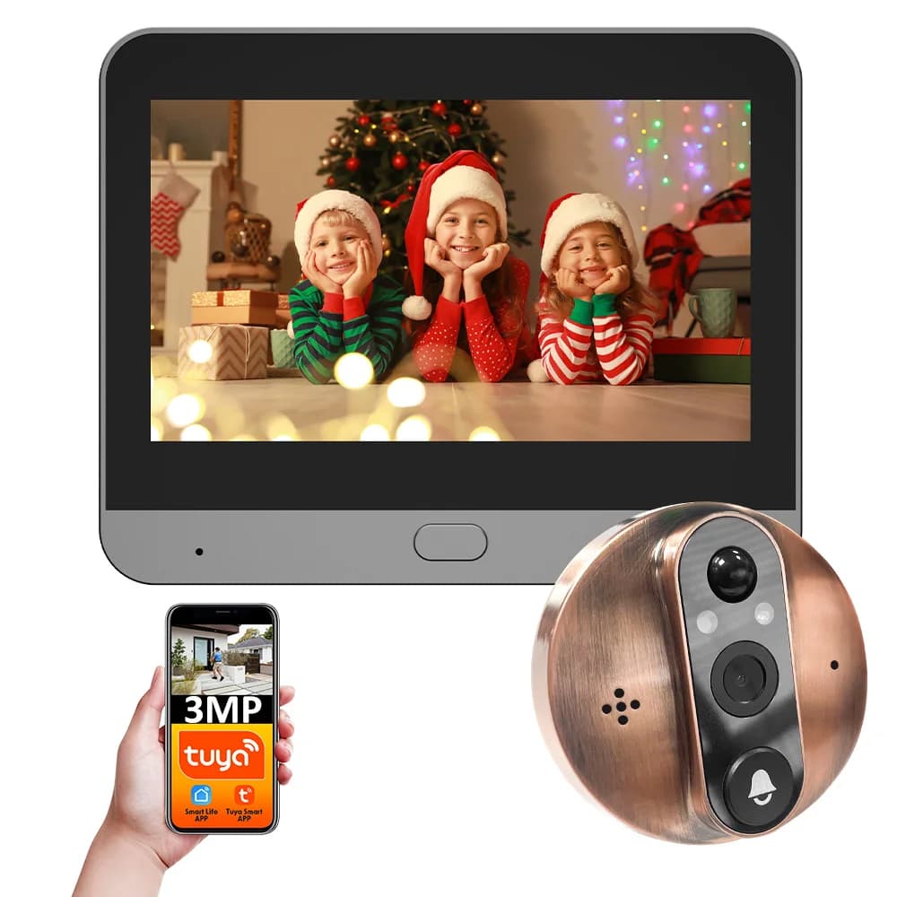 3MP Vita Intelligente Tuya FHD WiFi Campanello per porte Spioncino per occhi Telecamera 5000mAh Batteria Rilevatore di movimento PIR IR Magic Visualizzatore digitale Campanello