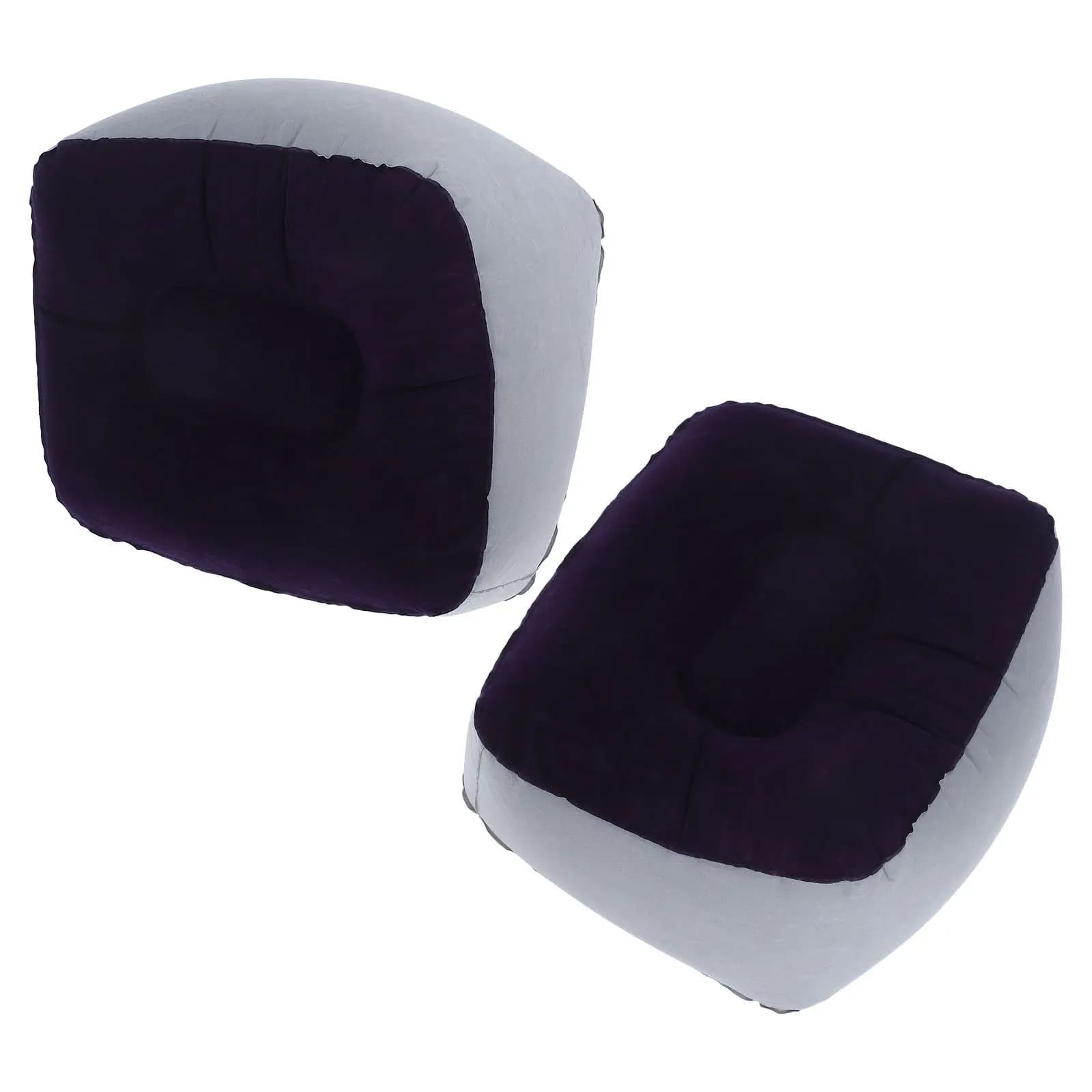 2 Pezzi Cuscino Gonfiabile Poggiapiedi in PVC Floccato, Supporto Gambe Portatile da Viaggio per Aereo Treno Auto, Migliora la Circolazione