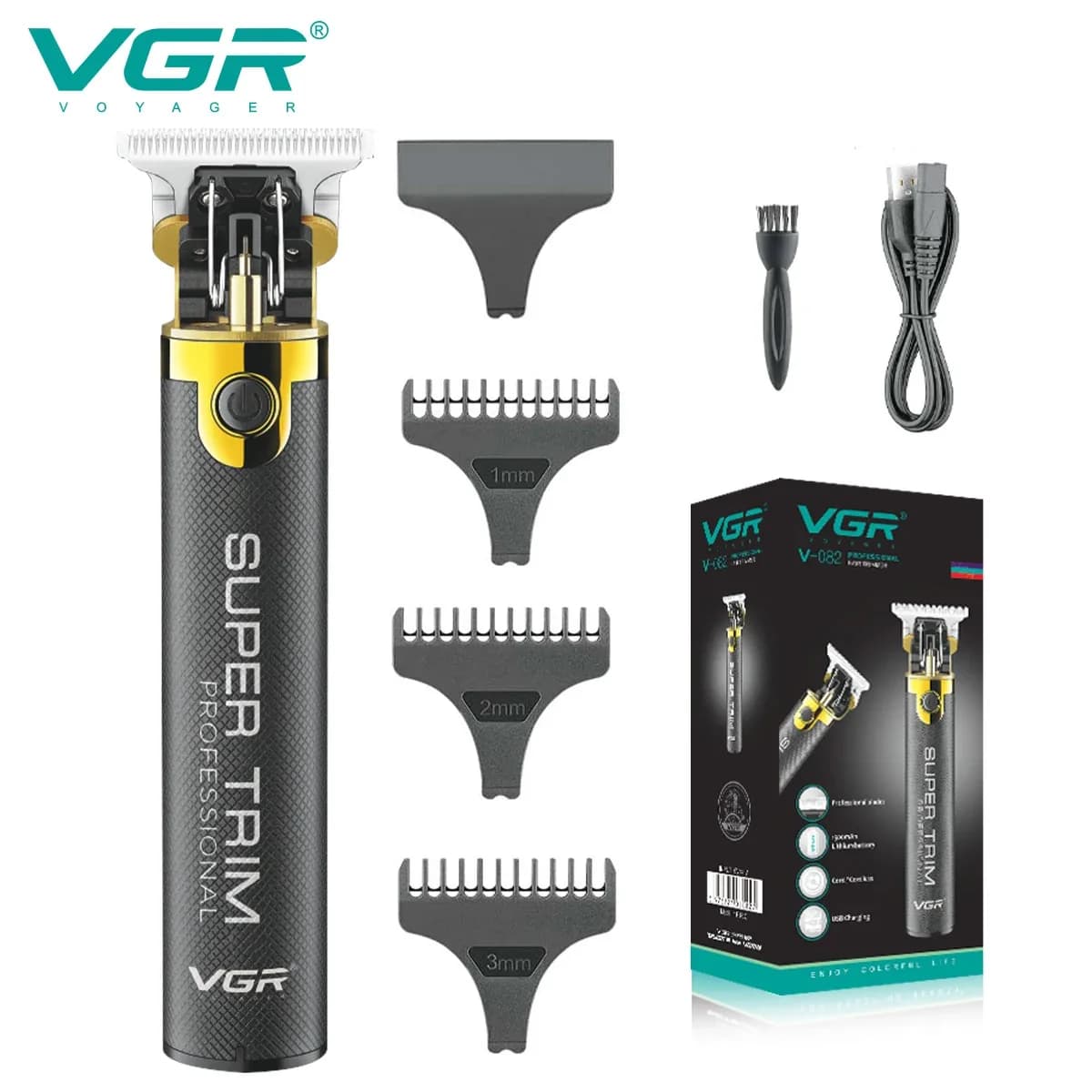 VGR Hair Clipper Professional Hair Cutting Machine Rechargeable Hair Trimmer T9 Rechargeable Haircut Trimmer for Men V-082