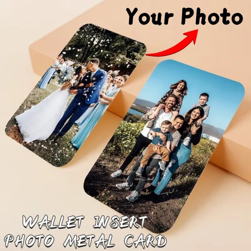 Testo fotografico personalizzato Carta in metallo anime Carta portafoglio personalizzata Foglio di alluminio Immagine di design sottile Carta regalo impermeabile per affari