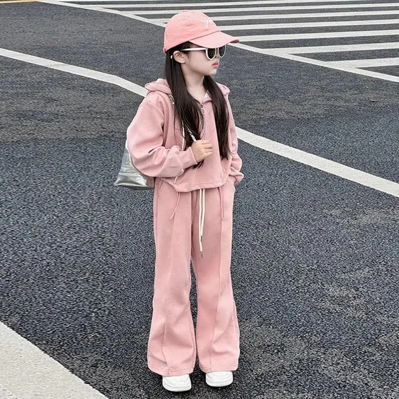 Hot Girl Sportswear Set da due pezzi Primavera Autunno Pullover Felpa con cappuccio Pantaloni Bambino Versatile Studente Kawaii Moda Nuovo abbigliamento casual