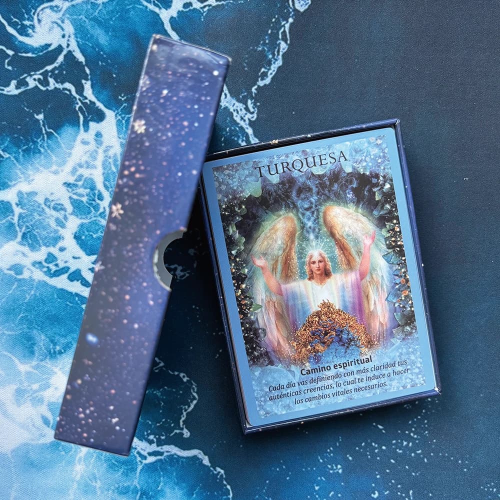 NEW 12x8.7CM oracle in Spanish Crystal Angels Oracle Cards: A 44-Card Deck with Keywords Spanish Version with oracle in Box