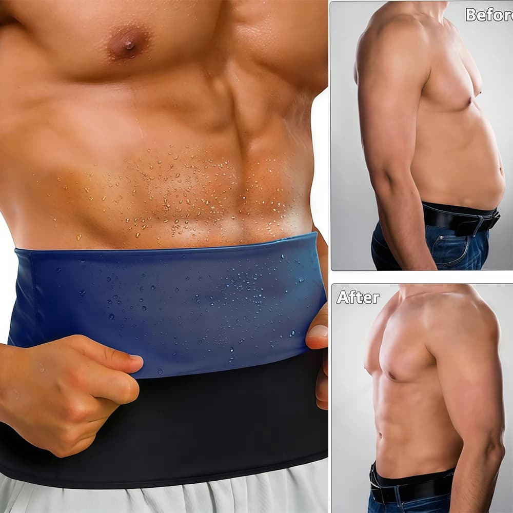 1Pcs Sauna Slimming Belt Waist Trimmer for Men, Neoprene-Free Waist Cincher, Sweat Workout Shaper Belly Fat Burner Wrap