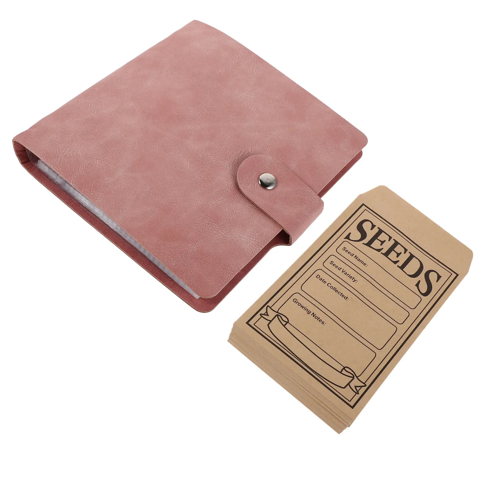 Set di 1 Organizzatore per Semi con 25 Tasche Trasparenti e 50 Buste, Elegante Libro Porta Semi per Giardino e Fiori