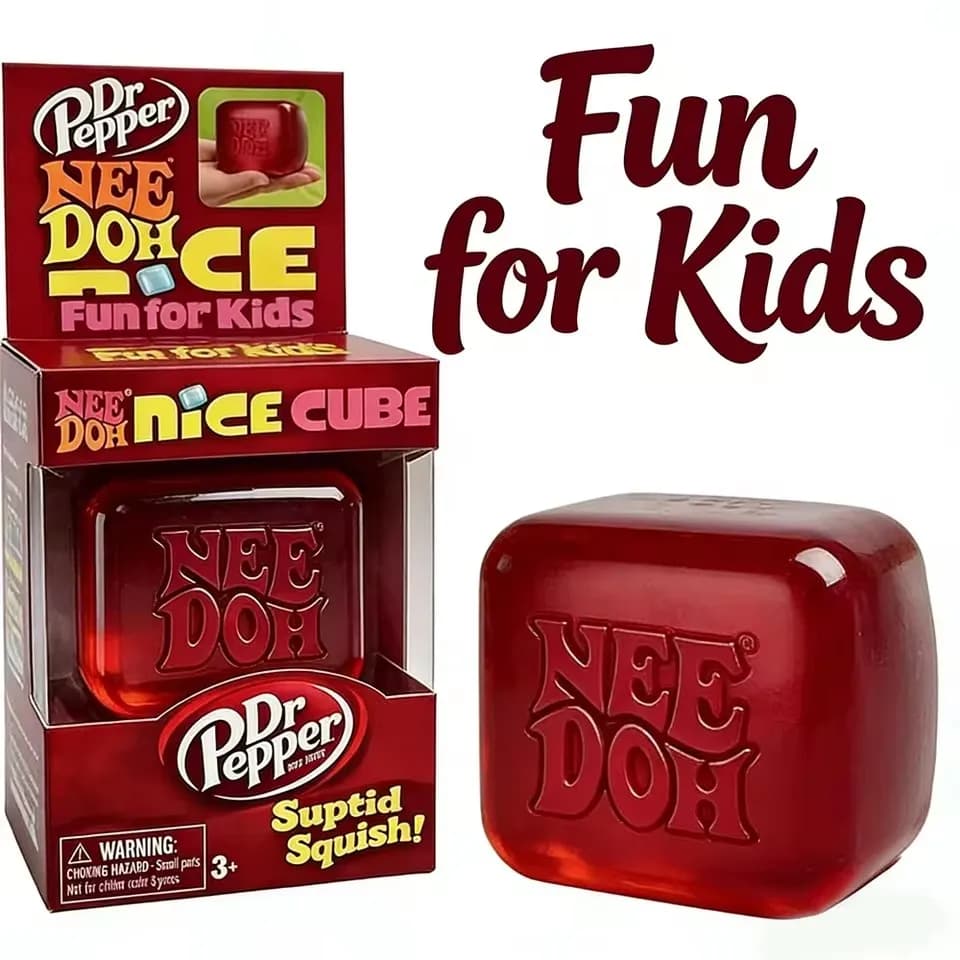 Schylling Nice Cube Dr Pepper Squishy Antistress a Lenta Risposta, Giocattolo Sensoriale Antistress e Anti-Ansia per Bambini e Adulti con ADHD