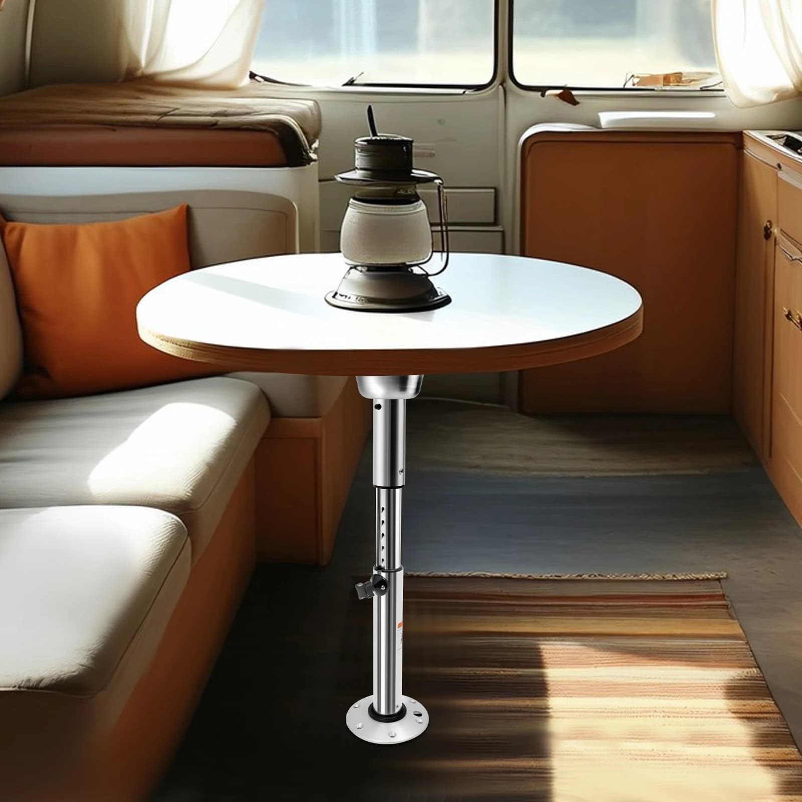 Gambe Regolabili per Tavolo RV, 2 Pezzi, Altezza Regolabile 22.24-28.35 Pollici, Piedistallo in Alluminio Resistente, Capacità di Carico 55.12 Libbre, Gambe Staccabili per Tavoli da Camper, Yacht, Cucina, Interni ed Esterni, Campeggio