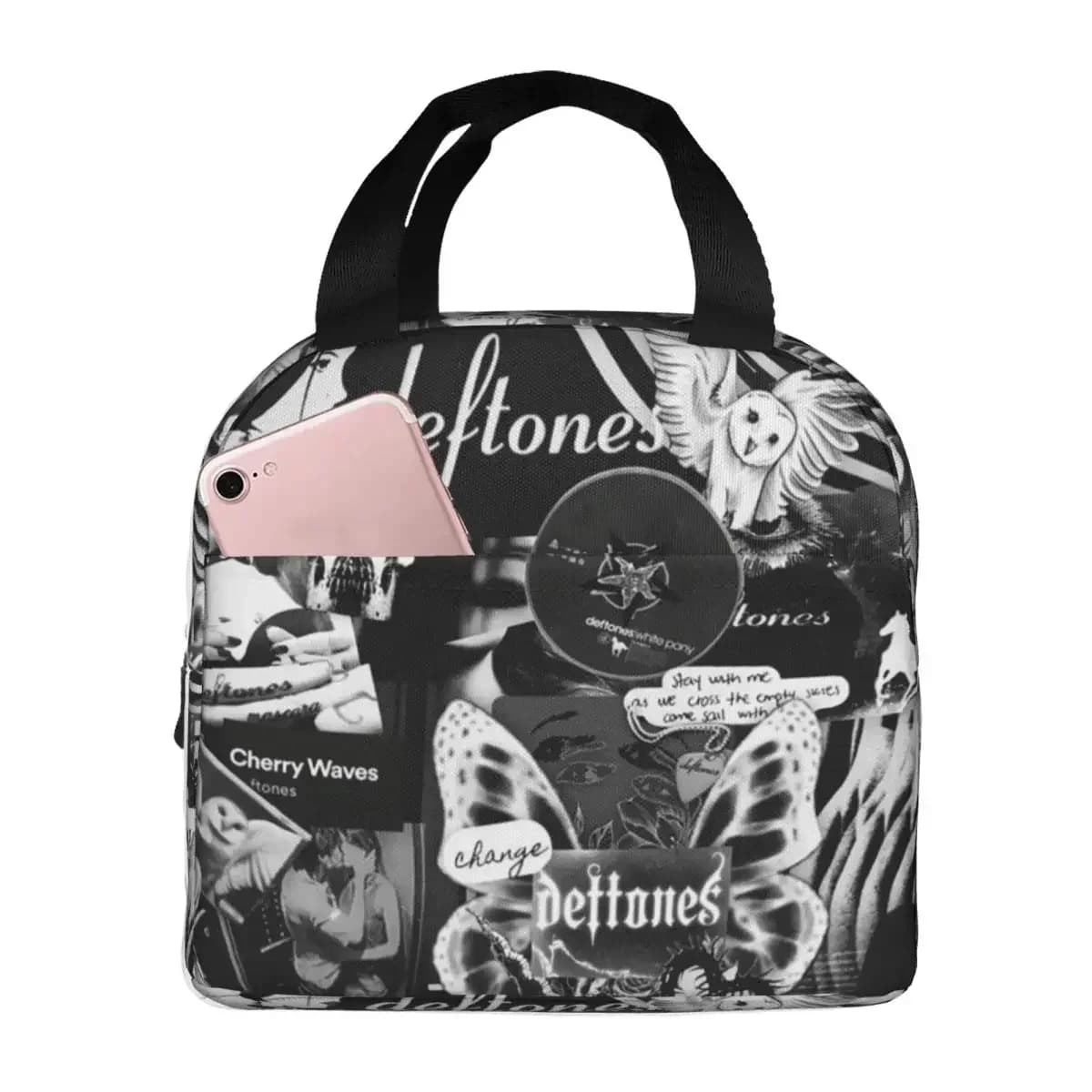 Borsa termica per il pranzo Deftones Rock Band Ohms White Pony per donna, borsa termica per alimenti, contenitore portatile per il pranzo