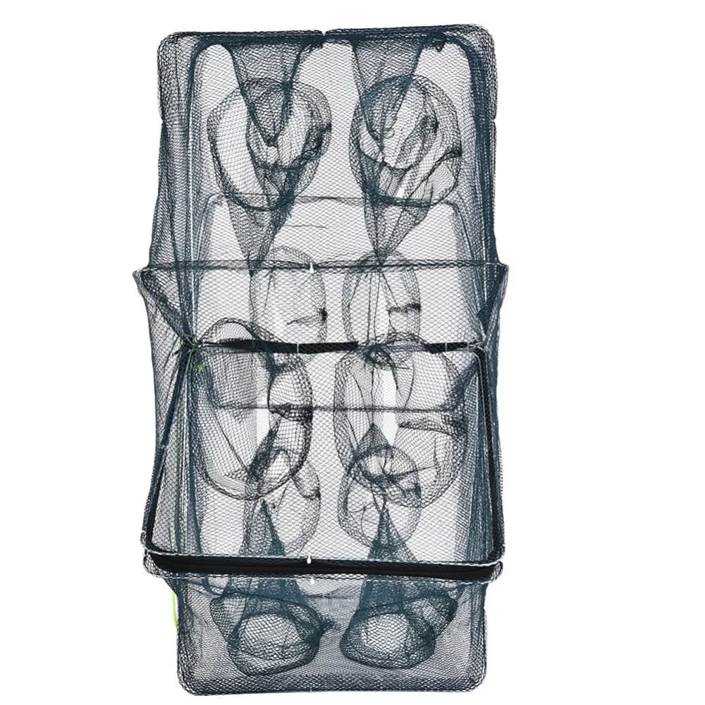 Durable Foldable Fishing Net Trap 65*24cm 72*35cm Hand Cast Cage 8 Holes 16 Hooles Fishing Trap River Fishing