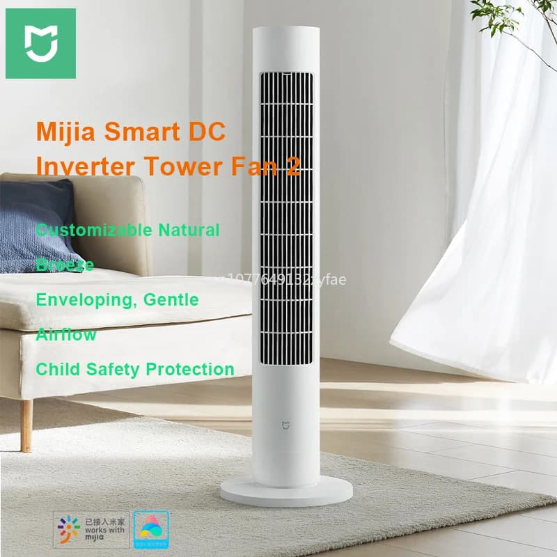 Ventilatore Elettrico Mijia Smart con Conversione di Frequenza DC, Ventilatore a Torre 2, Ventilatori ad Alta Potenza Fai-da-Te 150 ° Supporto per alimentazione ad aria ad angolo ultra ampio Nuovo