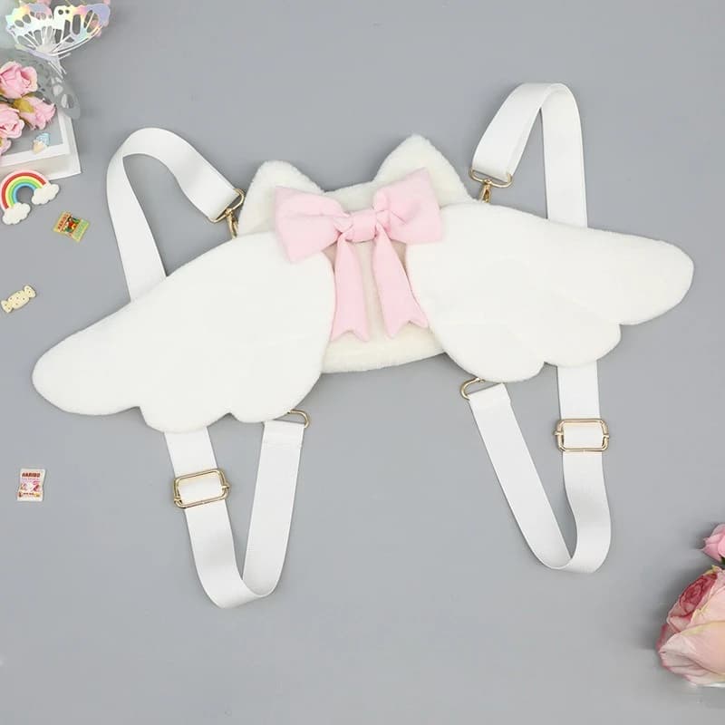 Zaino in Peluche con Ali d'Angelo per Ragazze, Stile Y2k Kawaii, Borsa per Cosplay JK, Regalo per Feste/Compleanni/Scuola