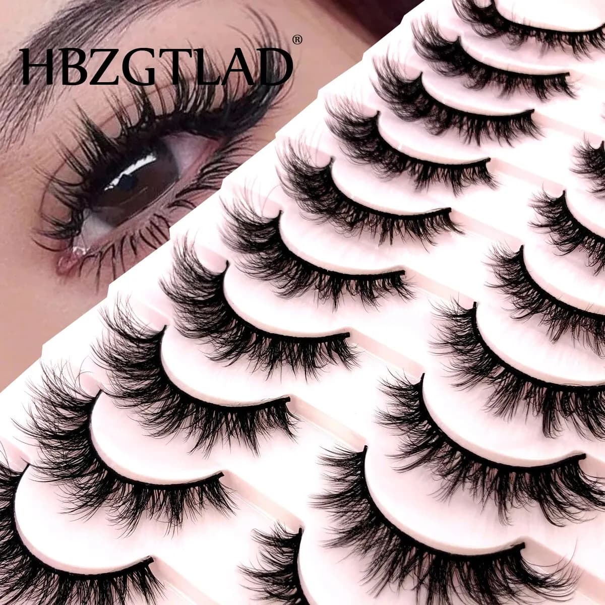 HBZGTLAD 10 Paia Finte Natural Eyelashes Make Up Visone Eyelash 3D Extension Soft Eyelash Fin Eyelashes Visone Lengths