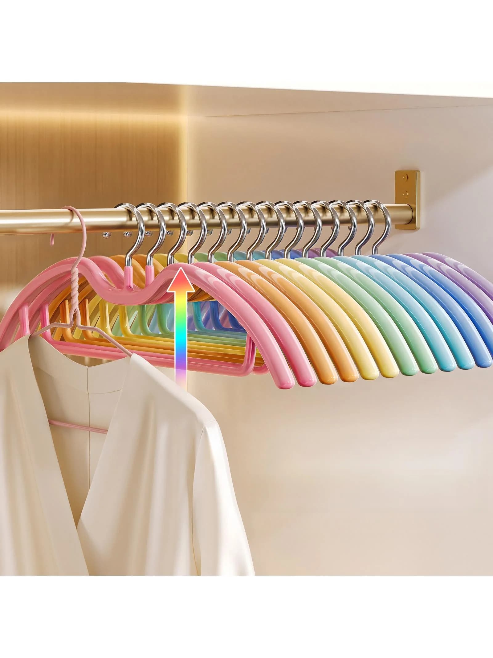 Rainbow Short Neck Clothes Hanger Home Use Space Saving No Trace Anti-Bagging Non-Slip Clothes Drying Rack Multi-Purpose