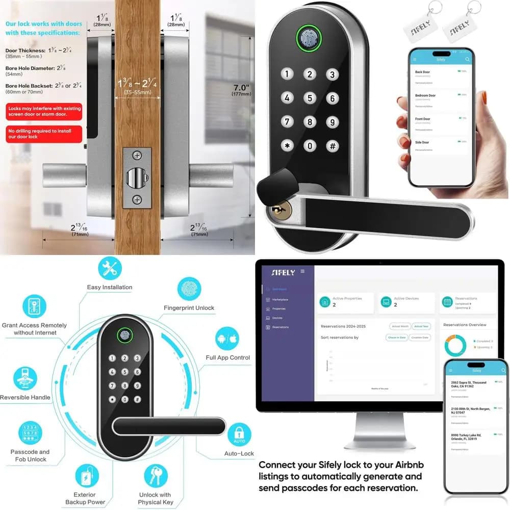 Serratura Intelligente con Maniglia, Tastierino e Accesso Remoto – Ingresso Sicuro per Casa, Famiglia, Affitti e Airbnb