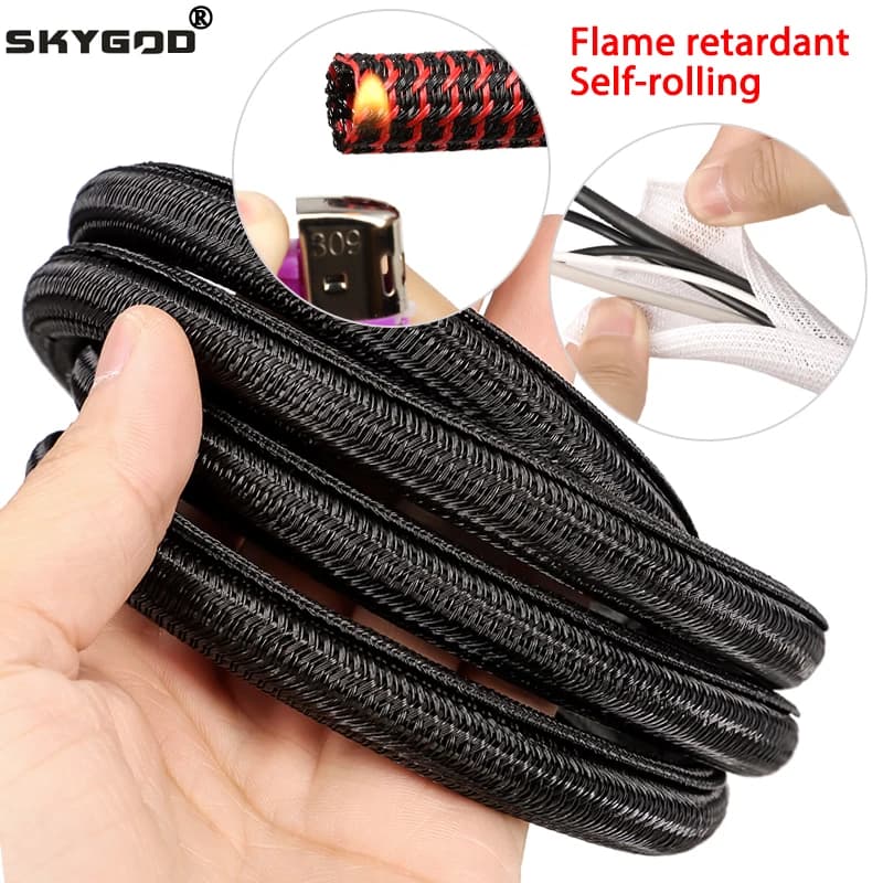 Manicotto per cavo da 1 ~ 20 m 3 ~ 50 mm Chiusura automatica PET intrecciato espandibile flessibile isolato Tubo avvolgente Split Wire Organizer Linea di protezione