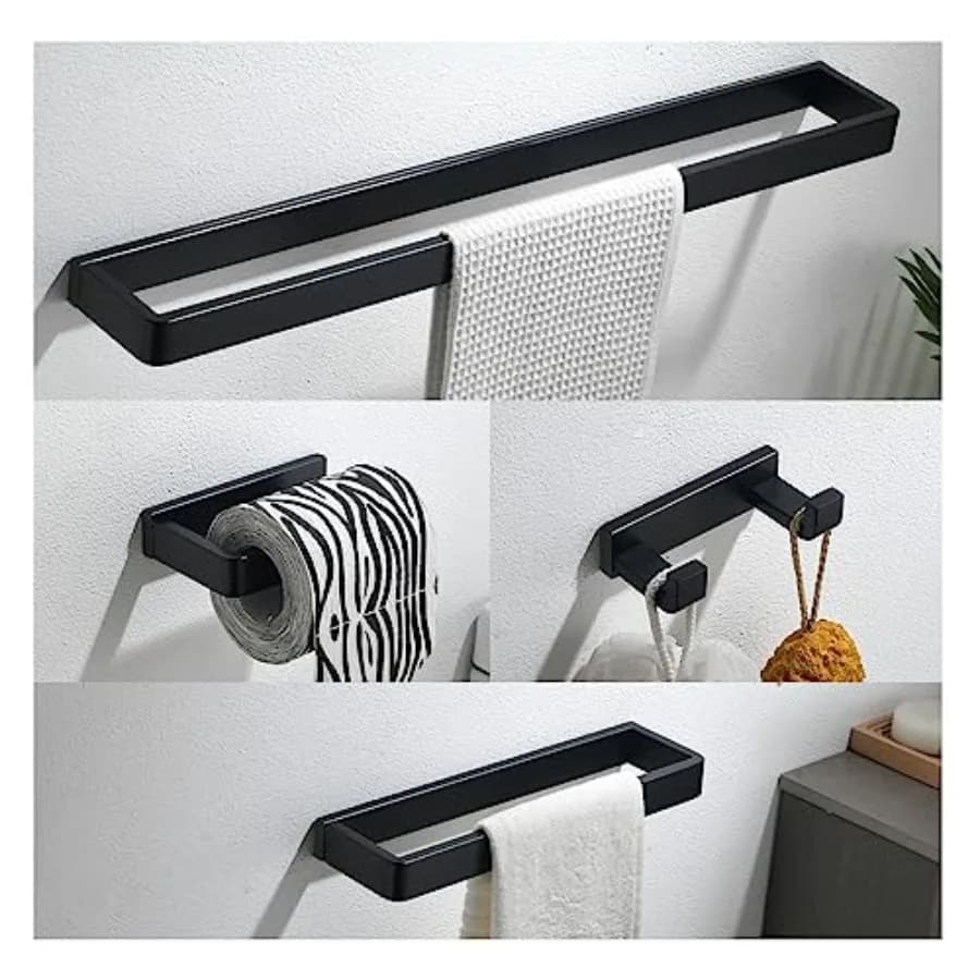 Set di 4 Accessori per il Bagno, Set Portasciugamani in Acciaio Inox SUS304, Portasciugamani Rotondi da Parete per Bagno