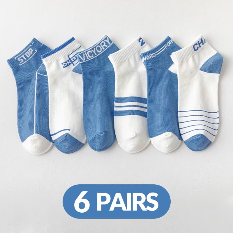 6 pairs of breathable breathable summer socks fashionable versatile in style sports academy striped with spring and autumn Slogan man