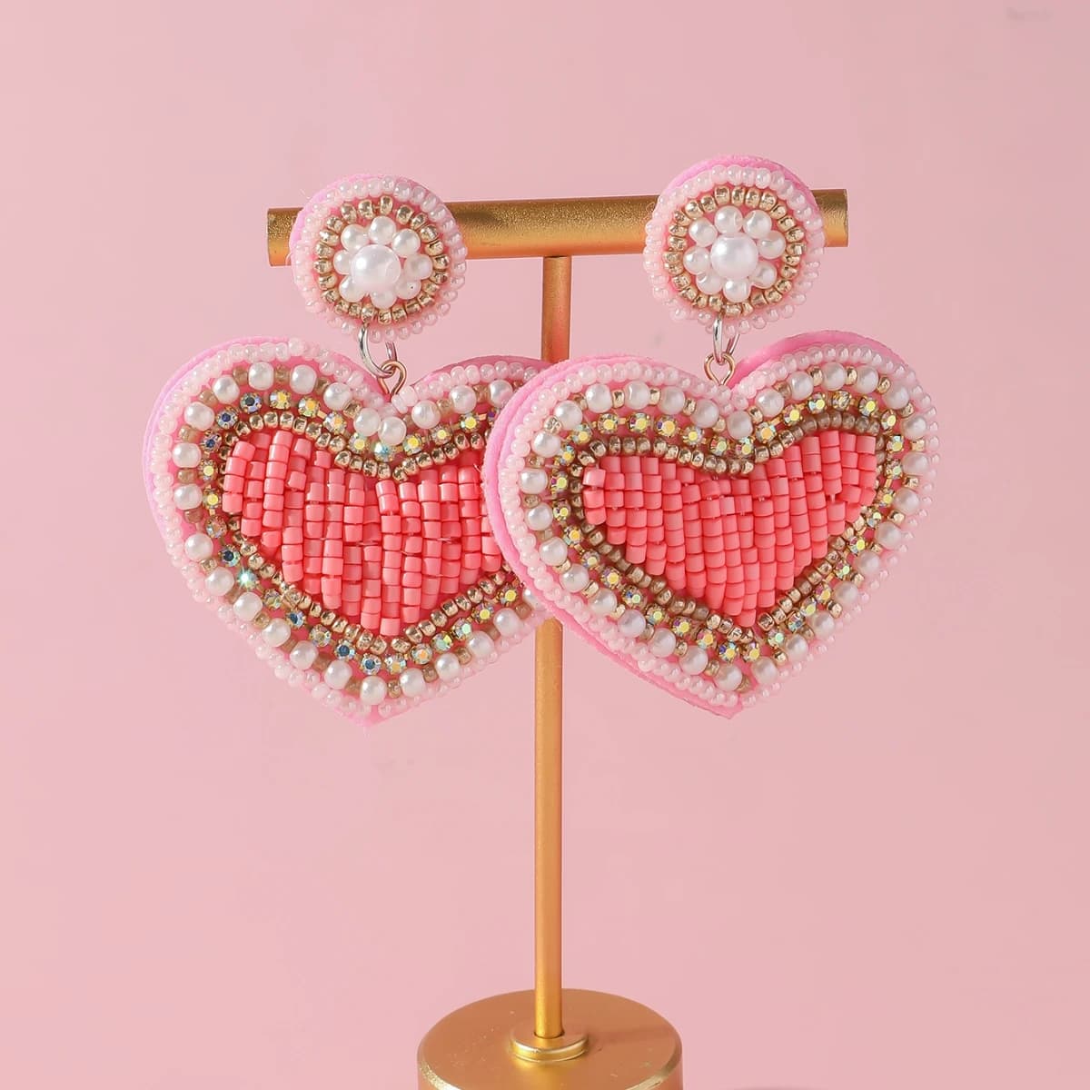 These Handcrafted Heart-shaped Rice Bead Earrings Are Perfect for Women To Wear Every Day and Make Wonderful Gifts for Her or Yo