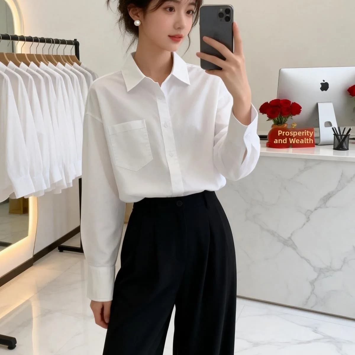 Pure Cotton Oversized Long Sleeve Shirt Jacket Women's Casual Style Layering Design Spring Autumn Small Size Friendly Top