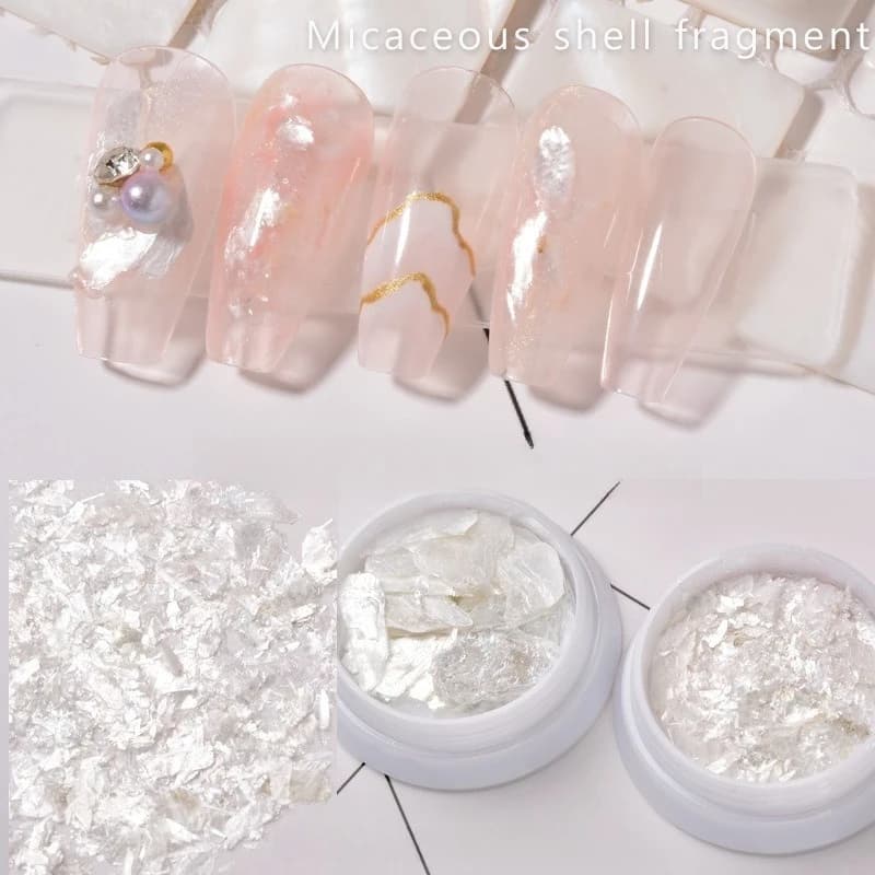1Pcs Velvet Shell Mica Satin Fragments Nail Sequins Iridescent Pure White Ins Style Ornaments for Handmade Nail Art Decoration