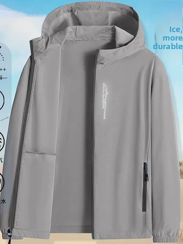 2026 New Ice Silk Ultra-Thin Men's UV Protection Clothing Fishing Apparel Pure Color Anti-UV Fashionable Sunscreen Wear