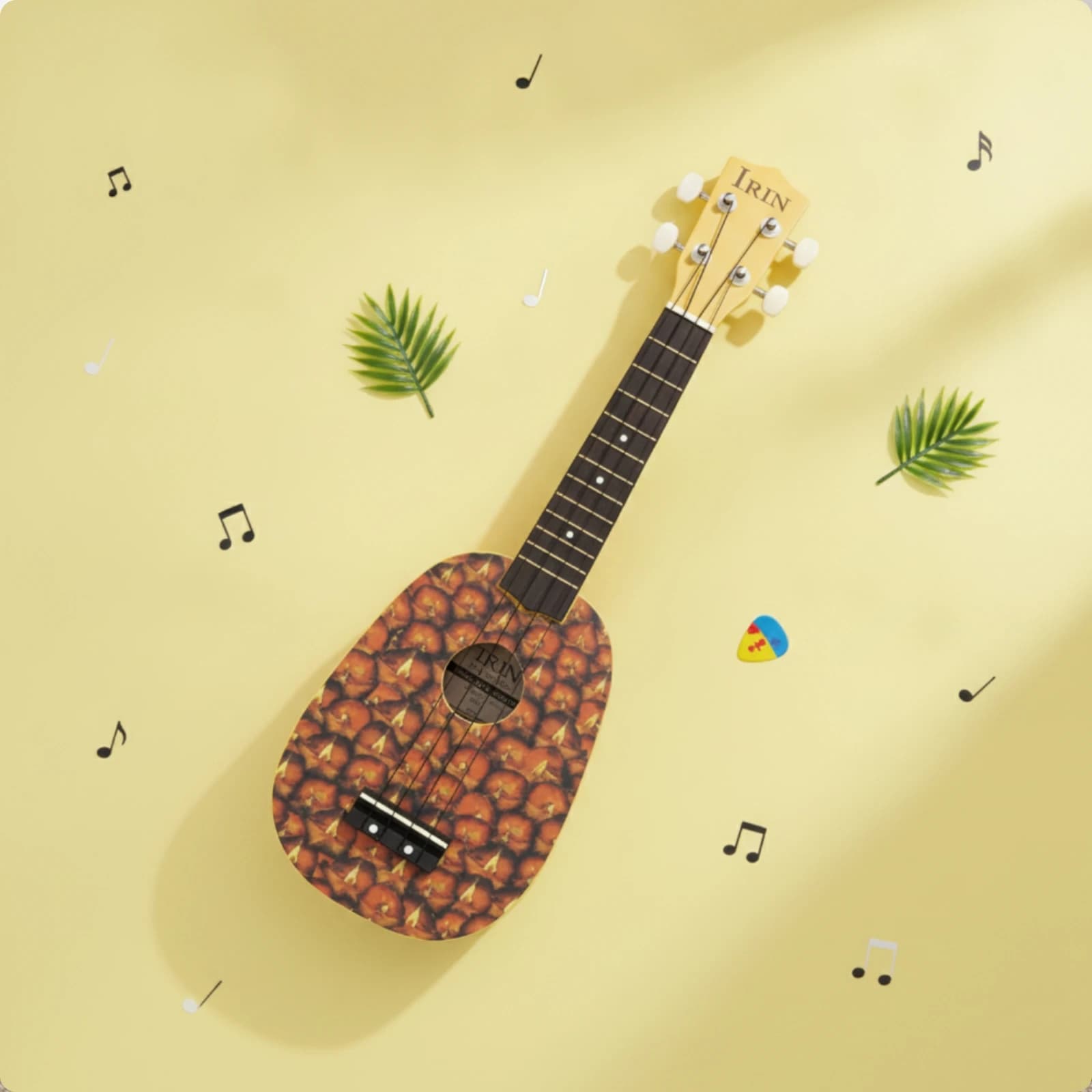 Pineapple Ukulele Nylon Strings 21 Inch Ukulele Musical Instrument Portable Lightweight for Children