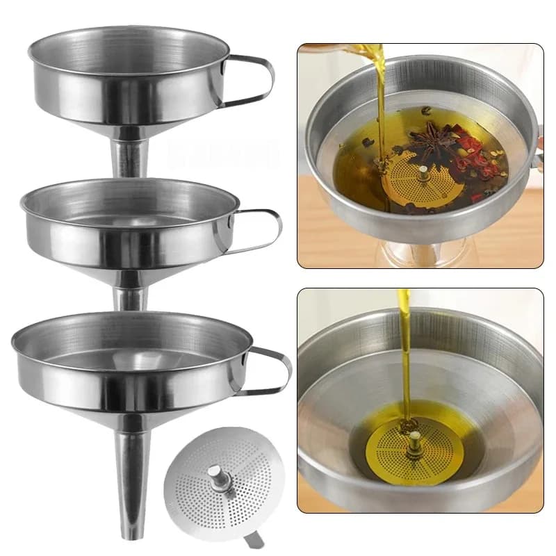 Stainless Steel Kitchen Funnels Set Good Grade Metal Funnels For Filling Bottles Small Funnels For Essential Oil Spices Filter