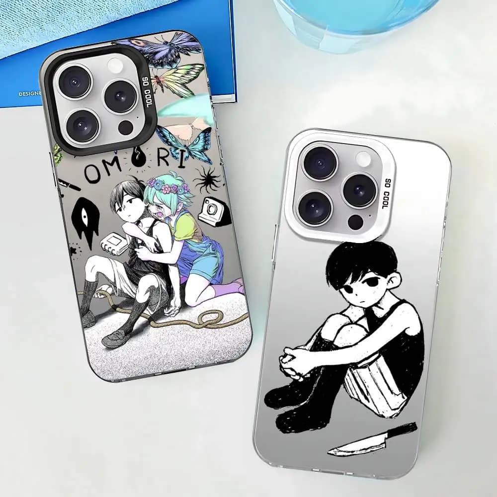Cover posteriore antiurto colorata argento per iPhone 17 16 15 14 13 12 11 Pro Max Plus - Anime O-Omori-S
