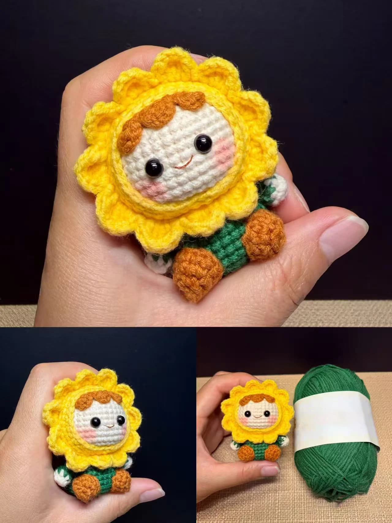 Sunflower Doll Crochet DIY Material Kit Teacher's Day Gift Boredom Buster Pendant One Shot Victory Crafts Accessories