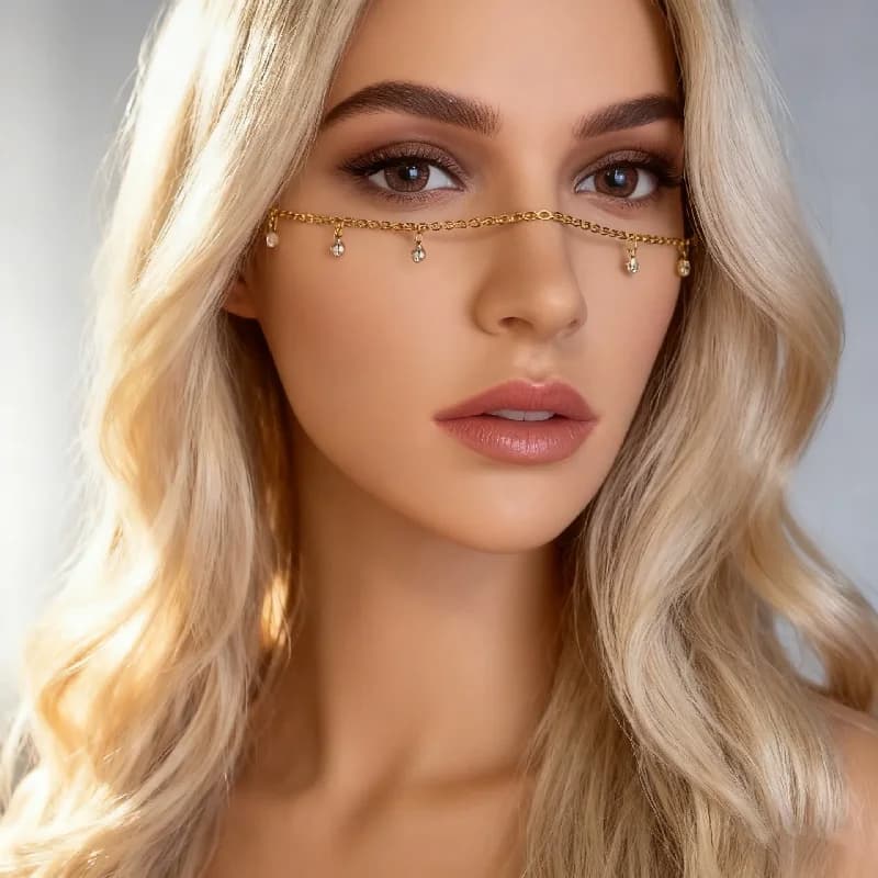 2026 Accessori per la decorazione della maschera a catena per il viso Strass luccica Maschere di carnevale Gioielli di moda Ragazza Donna Gioielli Regali