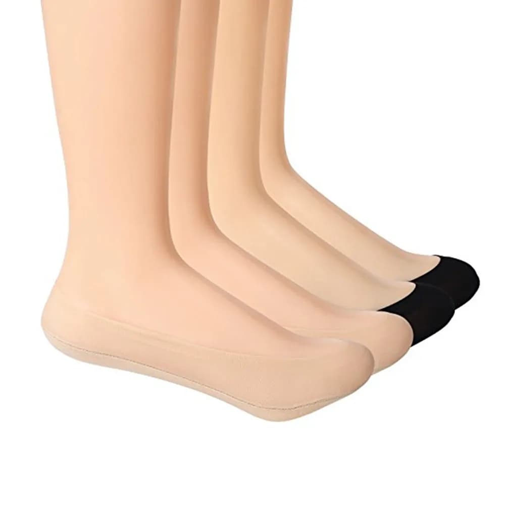 4 paia di calzini invisibili da donna, taglio basso, antiscivolo, con impugnatura in silicone, traspiranti, in nylon, spandex, ecologici, calzini estivi