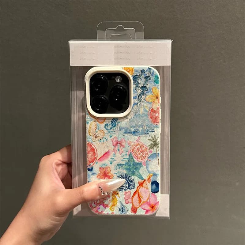 Cover per iPhone con motivo oceano stile estivo, anti-caduta e anti-shock, compatibile con iPhone 17 16 15 14 13 12 11 Pro/Max/Plus
