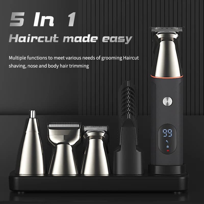 Professional haircut 5 in 1 with LCD display haircuts for men rechargeable haircuts men's electric shaver